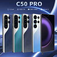 Teléfono Inteligente C50 Pro para Reuniones, 8000mAh, 7.3 Pulgadas, Cámara de 108MP, 16GB+1TB, 5G, Doble SIM, Videollamada, Desbloqueo Facial, Android 15, 120Hz, MTK