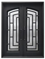 Modèles de porte extérieure en métal à double porte en fer forgé pour entrée principale de maison moderne