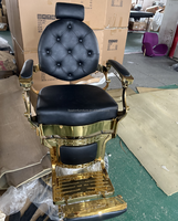 Fauteuil de Barbier Professionnel Inclinable Hydraulique Noir et Or avec Base à Pompe Supplémentaire pour Hommes – Modèle Classique de Luxe pour Salon – Arabie Saoudite