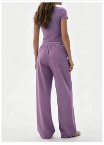Nueva Llegada, Top Informal de Cuello Redondo para Mujer, Pantalones de Pierna Recta, Yoga, Fitness, 2 Piezas, Ropa Deportiva Elástica para Exteriores - Product Image 4