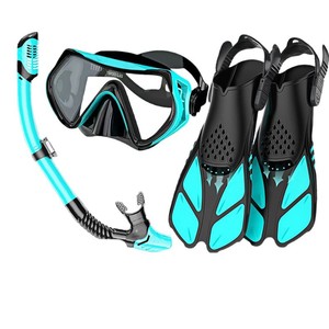 Kit de plongée avec masque et palmes entièrement étanches, équipement de plongée à vision large haute définition pour la natation et la plongée avec tuba - Product Image 1
