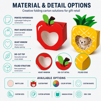 Boîte cadeau en papier rigide écologique en forme d'ananas avec fenêtre en forme de cœur pour l'emballage de bonbons et de friandises