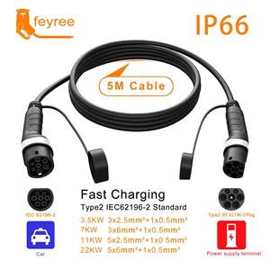 Adaptador de Cargador para Vehículos Eléctricos Feyree de 22kW, Tipo 2 a Tipo 2, Cable de Carga con Enchufe de Carga Trifásico de 32A para Estaciones de Carga Públicas - Product Image 5