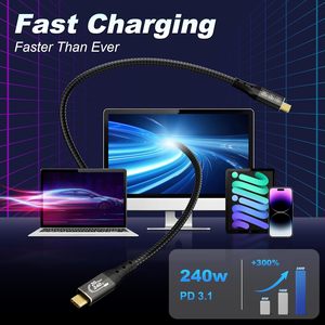 <span class=keywords><strong>C</strong></span>âble de charge rapide haute vitesse 5A Type <span class=keywords><strong>C</strong></span>, <span class=keywords><strong>c</strong></span>âble USB-<span class=keywords><strong>C</strong></span>, USB 3.2 20 Gbps 240 W, charge rapide 4K144Hz/60Hz 8K30Hz pour ordinateur portable - Product Image 4