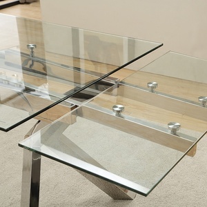 Jinsong Glass Legs and Clear Tempered Glass Top Material <strong>Arabic</strong> Adjustable 6 People <strong>Dining</strong> <strong>Table</strong> <strong>Set</strong> for Hotel Restaurant