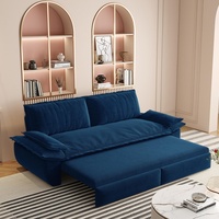 Canapé-lit convertible 3-en-1 bleu 72,2 pouces, taille Queen, en velours, pour ameublement de maison