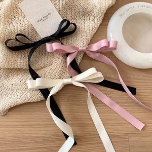 Jepit Rambut Gaya Korea Manis 2023, Temperamen, Lapis Ganda Hitam Putih Pink, Pita Simpul Kupu-kupu, Jepit Rambut Model Buaya dengan Pita Panjang untuk Anak Perempuan - Product Image 6