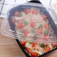 Barquette alimentaire rectangulaire jetable en PP5 avec couvercle 950ml/1550ml, compatible micro-ondes, sans BPA, pour plats à emporter