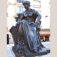 Statue de femme assise en bronze sur mesure, taille réelle, six continents, pour jardin