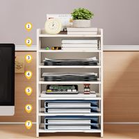 Organisateur de bureau rectangulaire moderne à 5 niveaux en PVC, grande taille, porte-stylos, support de rangement pour documents, pour fournitures de bureau, serre-livres