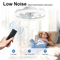 Ventilateur de plafond LED moderne de 19,7 pouces avec lumière, 6 vitesses, pour plafonds hauts, moteur intelligent, ventilateur-lampe rafraîchisseur pour chambre à coucher
