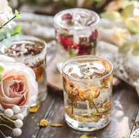 Bougie en gel de cire de fleurs séchées avec feuille d'or faite à la main, styles personnalisables, luxe