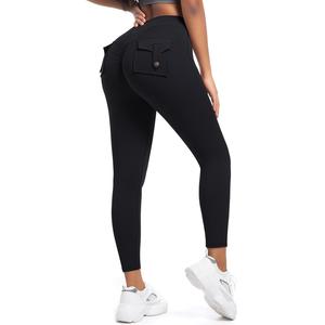 Pantalones de yoga para gimnasio para mujer de nuevo diseño con bolsillos: cintura alta, absorbe la humedad, mallas de entrenamiento elásticas para entrenamiento - Product Image 3