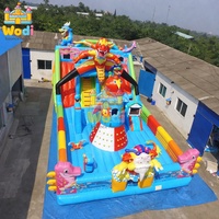 Château gonflable commercial WODI de qualité supérieure en PVC de 0,55 mm avec toboggan pour enfants et adultes, bâche en PVC WODI Plato