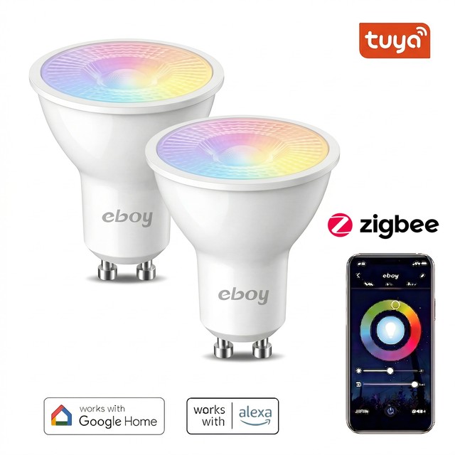 GU10 RGBCW 4.9W 400LM Tuya Zigbee for Alexa Google App Control Dimmable LED Light Smart Bulbs for Home