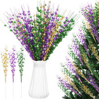 Compra Ramilletes de Bolas de Polvo Dorado Hechos a Mano HLC Fat Tuesday, Guirnaldas de Bayas RTS, Ramas de Flores de Mardi Gras para Decoración de Árboles