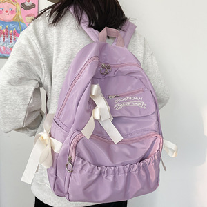Department of anime peripheral <b>college</b> style cute contrast color bow folds personality soft girl student school <b>bag</b> backpack - Product Image 2