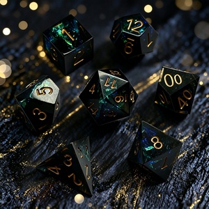 Ensemble de dés en résine personnalisés avec logo, faits à la main, gris, pailletés, avec poudre de bonbons intégrée, RPG <span class=keywords><strong>Dungeons</strong></span> and Dragons - Product Image 2