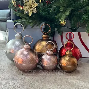 Chirisimas Metal Decorations Silver Ball Bell Unique Design 5'' 6'' 8'' Holliday Home Ornaments Indoor And Outdoor Decorations