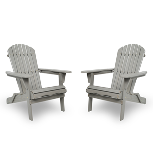 ชุดเก้าอี้ไม้ Adirondack จำนวน 2 ตัว ทำจากไม้ซีดาร์เนื้อแข็ง สำหรับสวนกลางแจ้ง ลานบ้าน พับได้ ดีไซน์ลายนูน - Product Image 2