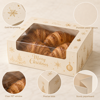Boîte à gâteau de Noël blanche avec feuille d'or, personnalisée, pour pâtisserie, biscuits, desserts, vente en gros pour les fêtes