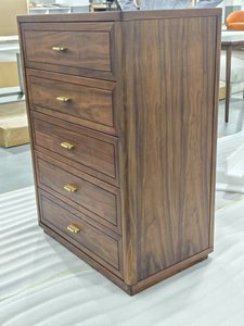 Custom Minimalist Solid Wood Night Chest | Bedside <b>Cupboard</b> 2 Drawers <b>Gold</b> <b>Handles</b> Eco-Friendly for Apartment Hotel Bedrooms - Product Image 6