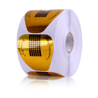 Expédition rapide 500 pièces Formes d'extension d'ongles en acrylique en forme de fer à cheval, autocollants de guide pour extensions d'ongles dorés en forme de fer à cheval