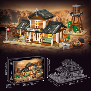 Kit de Construcción de Estación Ferroviaria del Oeste de 3288 Piezas, 2 Pisos Desmontables, Luz LED, Carro Deslizante, Decoración STEAM para el Hogar, Regalo para Niños - Product Image 6