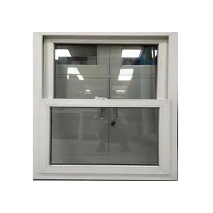American style vertical sliding double single hung window profile vinyl upvc window