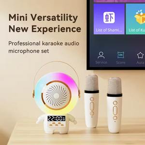 Lámpara Nocturna con Sonido de Astronauta, Sistema de Karaoke Pequeño para el Hogar, Micrófono Inalámbrico Dual, Altavoz Multifuncional con Reloj - Product Image 3