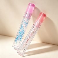 Offre Spéciale – Contenant Cosmétique Cylindrique en Plastique de 7,8 ml avec Bouchon à Vis, Pinceau, Transparent Rose Rouge, Logo Personnalisé, Marque Privée, Estampage Or
