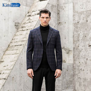 Chaqueta de Hombre a <span class=keywords><strong>Cuadros</strong></span> <span class=keywords><strong>Azul</strong></span> <span class=keywords><strong>Marino</strong></span>, Estilo Italiano, Elástica, <span class=keywords><strong>Blazer</strong></span> Formal, Venta al por Mayor y Menor - Product Image 1