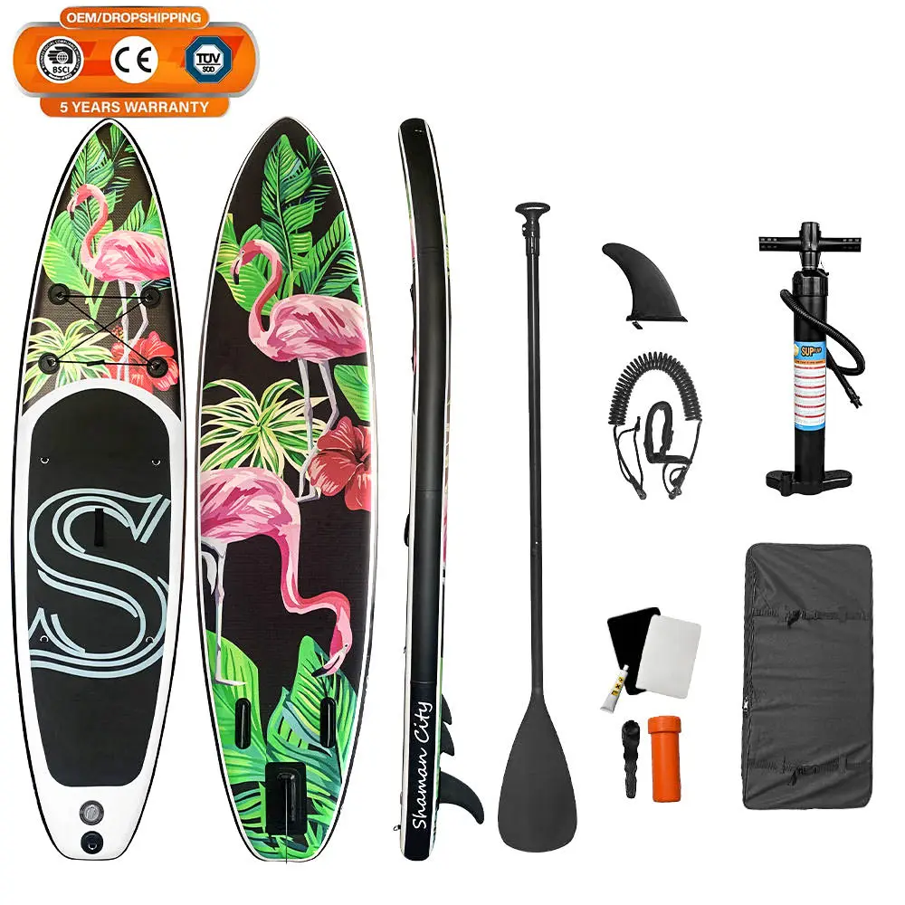 Houten Sport Roeit Kit Opvouwbaar 11ft Hoge Kwaliteit Custom Opblaasbare Stand Up Paddle Board Sup