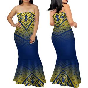 可持续波利尼西亚部落设计优雅的蓝色管顶鱼尾连衣裙夏威夷8XL防静电美人鱼俱乐部连衣裙 - Product Image 4