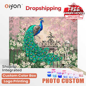 Orfon LY434 dipingere con numeri per adulti fai da te pittura decorativa a colori classico animale <span class=keywords><strong>pavone</strong></span> su tela senza cornice - Product Image 1