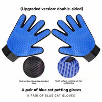 Nouvelle paire de gants multifonctionnels bleus améliorés pour animaux de compagnie, pour l'élimination des poils, le massage et le démêlage double face, en matériau ABS