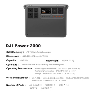 DJI 2000 High Capacity 3000W Pure Sine Wave <b>Solar</b> Car Compatible Portable Power Station AU/US/EU Plugs LED Display Super Fast - Product Image 3