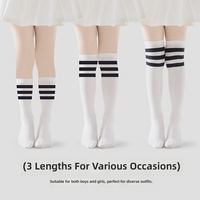 Chaussettes pour enfants et étudiants, en coton respirant à maille, douces, rayées, hauteur genou, pour filles, avec logo personnalisé, usage quotidien, printemps et été