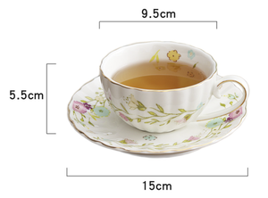 Set di <span class=keywords><strong>Tazze</strong></span> <span class=keywords><strong>e</strong></span> Piattini in Porcellana Bone China con Decorazioni Floreali <span class=keywords><strong>e</strong></span> Bordo Dorato, Tazza da Tè Vintage Turca Araba in Ceramica <span class=keywords><strong>per</strong></span> il Tè del Pomeriggio - Product Image 6