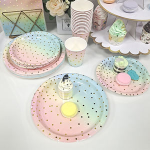 Assiettes à dîner jetables plaquées or de couleur dégradé personnalisées - Product Image 5