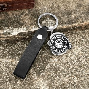 yunnique Nordic Rune <b>Keychain</b> Stainless Steel Metal Pendant With Leather Cord Carabiner Durable Key Chain Accessory - Product Image 3