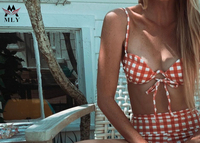 Micro bikini personnalisé mignon 2025 pour femmes, maillot de bain deux pièces imprimé, string de plage, bandage, maillot de bain pour femmes