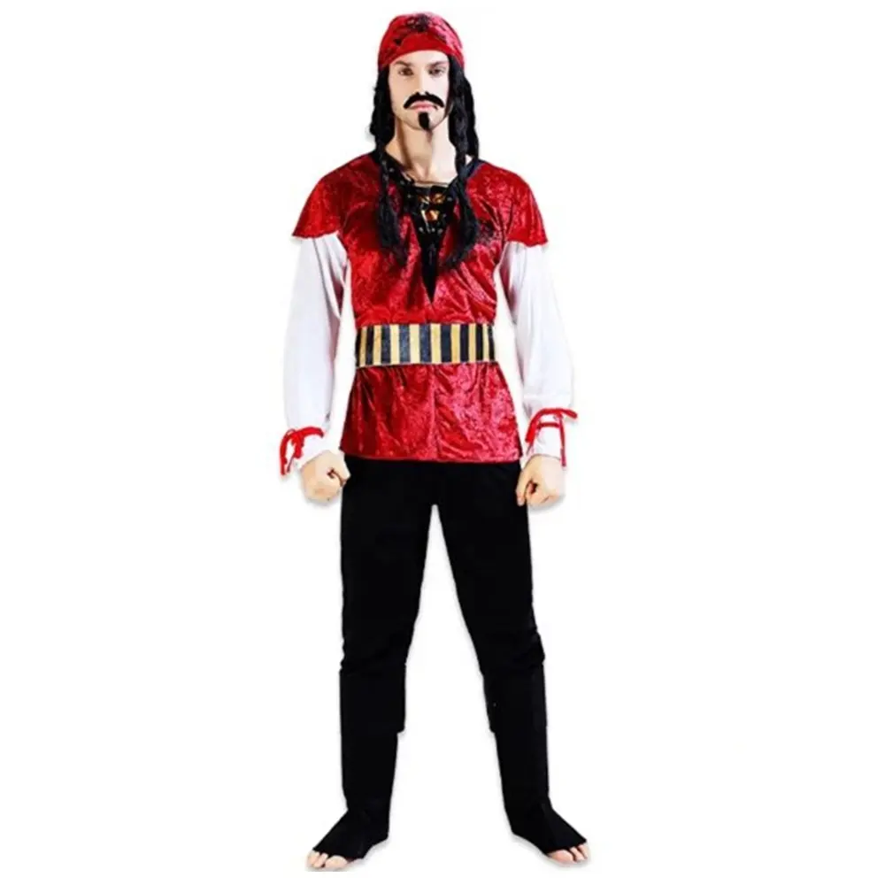 Halloween Volwassen Mannen Pirate Cosplay Kostuum Party Dress Up Piraat Kostuum Met Hoofdband