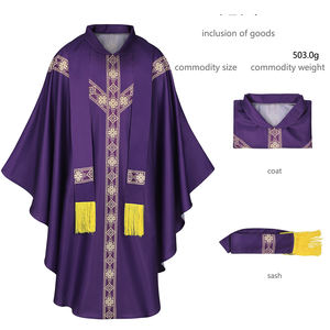 Costume de <span class=keywords><strong>Prêtre</strong></span> pour Halloween, <span class=keywords><strong>Chasuble</strong></span> de Célébrant, Vêtement Liturgique Catholique, Robe de Messe avec Pompon, Robe de Clergé pour Hommes - Product Image 2
