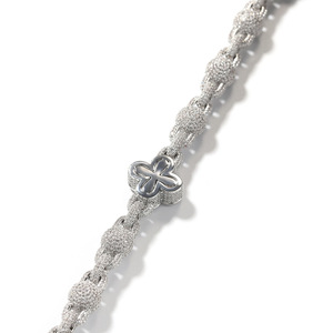 Lujo nuevo diseño Vintage Hip Hop joyería Bling Iced Out redondo CZ cuentas enlace cadena cuatro hojas trébol Collar para hombres - Product Image 4