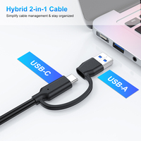 Produsen langsung 14 tahun adaptor sakelar USB 2 In 4 Out 10Gbps dengan 2 kabel Data USB/tipe-c dan Remote