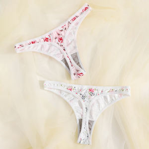 Mutandine a Perizoma in Spandex con <span class=keywords><strong>Disegni</strong></span> Floreali, Biancheria Intima Femminile Erotica Confortevole - Product Image 2