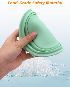 Bols de voyage pour chien en silicone arrondis, portables et durables, 2 en 1, pliables et repliables avec crochet pour nourrir votre ami à fourrure en déplacement - Product Image 3