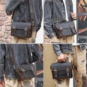Sac messager pour homme Dujiang en cuir véritable, petit sac carré à bandoulière, durable pour un usage quotidien - Product Image 2