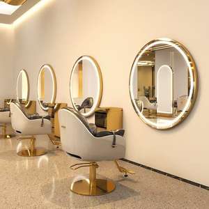 Espejos Redondos de Pared de Lujo para Peluquería, con Luces LED, Dorados, Venta al Por Mayor 2026 - Product Image 2